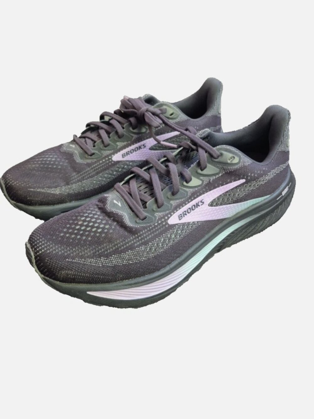 Brooks Women’s Ghost 17 Running Shoe Womens Sz 10 Grey/Clearwater/Purple Sneaker